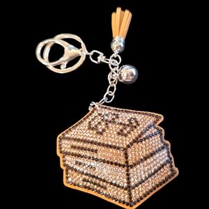 Sparkly Book Stack Rhinestone Keychain – Bling Bag Charm